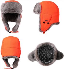 img 2 attached to Stay Warm In Style: Unisex Rabbit Fur Trapper Ushanka Russian Hat With Nylon Shell Windproof Protection