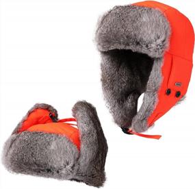 img 3 attached to Stay Warm In Style: Unisex Rabbit Fur Trapper Ushanka Russian Hat With Nylon Shell Windproof Protection