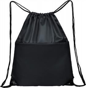img 3 attached to Получите ваш BuyAgain Водостойкий рюкзак на шнурке для мужчин и женщин - идеально подходит для занятий спортом и тренажерного зала!