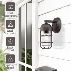 img 1 attached to Oil Rubbed Bronze Outdoor Wall Light - Emliviar Farmhouse Porch Lantern With Clear Tempered Glass