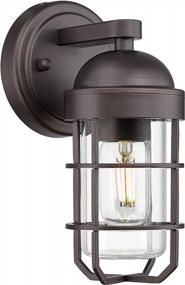 img 4 attached to Oil Rubbed Bronze Outdoor Wall Light - Emliviar Farmhouse Porch Lantern With Clear Tempered Glass