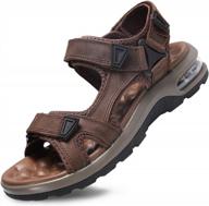 mens leather open toe outdoor hiking sandals waterproof summer beach shoes with arch support logo