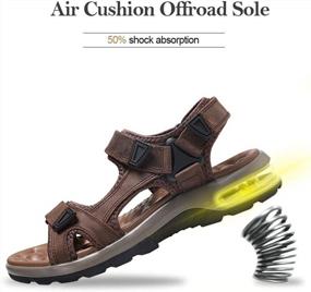 img 1 attached to Mens Leather Open Toe Outdoor Hiking Sandals Waterproof Summer Beach Shoes With Arch Support
