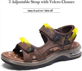 img 2 attached to Mens Leather Open Toe Outdoor Hiking Sandals Waterproof Summer Beach Shoes With Arch Support
