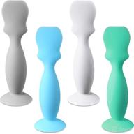 baby diaper cream spatula 4-pack | butt paste spatula applicator | soft flexible silicone diaper rash cream brush | butt spatula for boys and girls (blue, grey, white, green) logo