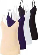 women's v-neck camisole tank tops 4 pack adjustable spaghetti strap stretch soft plain cami s-xl логотип