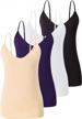 women's v-neck camisole tank tops 4 pack adjustable spaghetti strap stretch soft plain cami s-xl logo