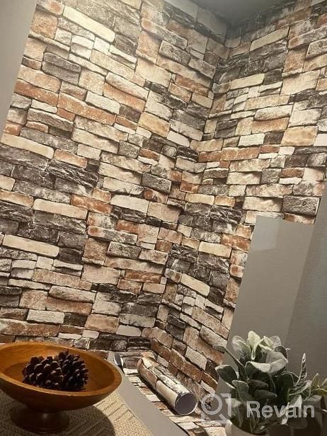 img 1 attached to 23.6" X 118" Peel & Stick Faux Stone Brick Wallpaper - Removable Self-Adhesive Home Decoration Fireplace Shelf Paper review by Calvin Reynolds