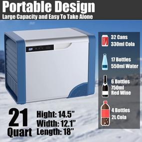 img 3 attached to AUSRANVIK Portable Refrigerator Freezer - 20 Quart, Blue (-4F-68F Degree) For Vehicle, RV, Boat, Car, Travel, And Home With 12/24V DC And 110V AC Compressor