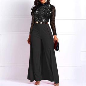img 1 attached to VERWIN Patchwork Embellished Jumpsuit High Waist Women's Clothing : Jumpsuits, Rompers & Overalls