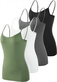 img 4 attached to Women'S Solid Camisole Tank Top Adjustable Spaghetti Strap Vislivin