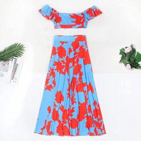 img 2 attached to Women'S Summer Sexy 2 Piece Outfit Ruffle Floral Tank Top Wrap Boho Tropical Long Skirt Set Clubwear Dress