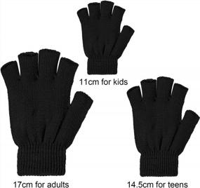 img 3 attached to Зимние перчатки без пальцев Cooraby, 2 пары перчаток унисекс с половиной пальцев - размер L для взрослых, размер M для подростков, размер S для детей - тепло и удобно