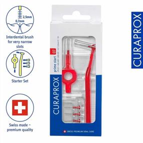 img 3 attached to Curaprox CPS 07 Prime Start Interdental Brushes Set - 5 Brushes + 2 Holders (UHS 409 & 470), 0.7Mm To 2.5Mm, Red