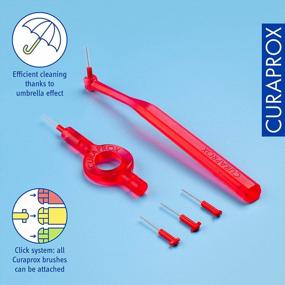 img 2 attached to Curaprox CPS 07 Prime Start Interdental Brushes Set - 5 Brushes + 2 Holders (UHS 409 & 470), 0.7Mm To 2.5Mm, Red
