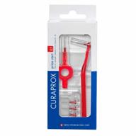 curaprox cps 07 prime start interdental brushes set - 5 brushes + 2 holders (uhs 409 & 470), 0.7mm to 2.5mm, red logo