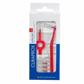 img 4 attached to Curaprox CPS 07 Prime Start Interdental Brushes Set - 5 Brushes + 2 Holders (UHS 409 & 470), 0.7Mm To 2.5Mm, Red
