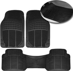 img 4 attached to Enhance Your Car's Flooring with VaygWay Universal 3 Piece Heavy Duty Black Rubber Floor Mats - Premium Quality Mats for Ultimate Protection