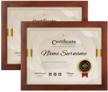 8.5x11 inch solid wood document/certificate frames with high definition glass - 2pk brown for displaying diplomas and standard paper size documents. logo