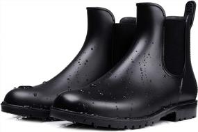img 3 attached to Waterproof And Anti-Slip Women'S Short Chelsea Rain Boots With Rubber Ankle For Ultimate Protection