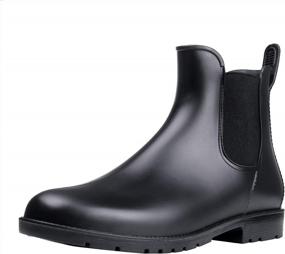 img 4 attached to Waterproof And Anti-Slip Women'S Short Chelsea Rain Boots With Rubber Ankle For Ultimate Protection