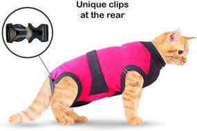 img 2 attached to MAXX Cat Recovery Suit, E Collar Alternative, Post-Operative 🐱 Onesie, Anxiety Wrap in Pink Grey for Extra Small Cats