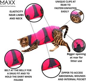 img 3 attached to MAXX Cat Recovery Suit, E Collar Alternative, Post-Operative 🐱 Onesie, Anxiety Wrap in Pink Grey for Extra Small Cats