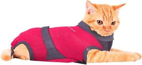 img 4 attached to MAXX Cat Recovery Suit, E Collar Alternative, Post-Operative 🐱 Onesie, Anxiety Wrap in Pink Grey for Extra Small Cats