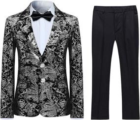 img 4 attached to Formal Tuexdo Golden Jacquard Wedding Boys' Clothing : Suits & Sport Coats