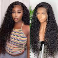 pizazz curly lace front wigs human hair with baby hair pre plucked 180% density brazilian human hair wigs for black women natural hairline (22'', curly wig) логотип