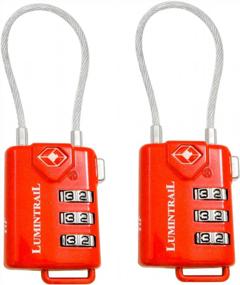 img 4 attached to Lumintrail 2 Pack Одобренные TSA кабельные дорожные замки Персонализированная комбинация Цельнометаллический международный багаж для чемодана и багажа (красный)