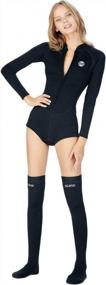 img 1 attached to Micosuza Women'S 2Mm Neoprene Shorty Wetsuit With Front Zip, Long Sleeves, And Water Fin Socks For Surfing, Snorkeling, And Diving - Thermal Wetsuit Stockings Included