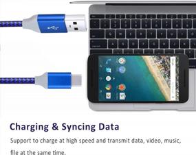 img 1 attached to Кабель USB Type C быстрой зарядки, Pofesun (3 шт. по 10 футов) - нейлоновый оплетенный кабель USB C совместим с Samsung Galaxy S10e S10 S9 S8 Plus Note 9 8, Moto Z, V30 V20 G5 G6 - черный, белый, голубой