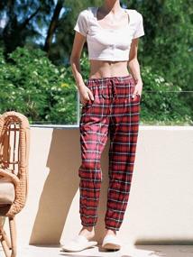 img 1 attached to MAXMODA Women'S Plaid Pajama Pants With Pockets - Drawstring Yoga Joggers Lounge Trousers For Casual Comfort