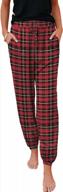 maxmoda women's plaid pajama pants with pockets - drawstring yoga joggers lounge trousers for casual comfort logo