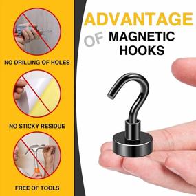 img 3 attached to DIYMAG Magnetic Hooks, 25Lbs Facilitate Hook Neodymium Magnet Hooks With Nickel Coating For Cruise，Kitchen, Home, Workplace, Office And Garage Etc, 10 Packs (Black)