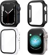 apple watch series 8/7 41mm protective case with tempered glass screen protector (4-pack), all around coverage bumpers cover for smartwatch logo