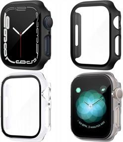 img 4 attached to Защитный чехол Apple Watch Series 8/7 41 мм с защитной пленкой для экрана из закаленного стекла (4 шт. в упаковке), бамперы со всесторонним покрытием для умных часов