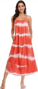 img 1 attached to Women Boho Beach Maxi Dress V Neck Spaghetti Strap Sundress With Pockets