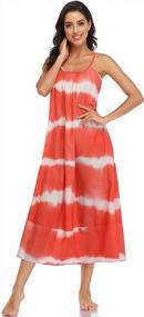 img 2 attached to Women Boho Beach Maxi Dress V Neck Spaghetti Strap Sundress With Pockets