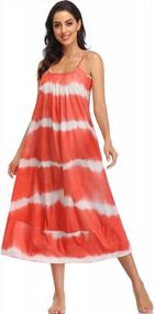 img 4 attached to Women Boho Beach Maxi Dress V Neck Spaghetti Strap Sundress With Pockets