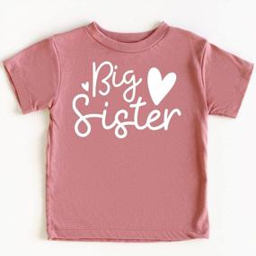 img 1 attached to ❤️ Cursive Big Sister Hearts Sibling Reveal T-Shirt for Baby and Toddler Girls - Olive Loves Apple Sibling Outfits