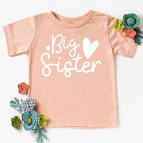 img 3 attached to ❤️ Cursive Big Sister Hearts Sibling Reveal T-Shirt for Baby and Toddler Girls - Olive Loves Apple Sibling Outfits