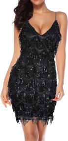 img 4 attached to Houstil Glitter Inspired Fringed Flapper Women's Clothing ~ Dresses