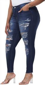 img 1 attached to ALLEGRACE High Waisted Plus Size Distressed Skinny Jeans For Women - Stretchable And Ripped Casual Capri Pants