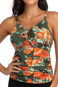 img 4 attached to Flattering Plus Size Tankini Top For Women: PERONA'S Tummy Control Bathing Suit With Vibrant Print