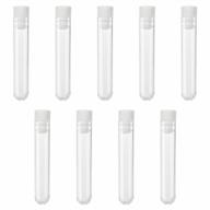 othmro 300pcs clear plastic test tubes with white caps, 12mmx60mm mini test tubes with lids, for jewelry seed beads powder spice liquid experiment yeast specimen sample laboratory logo