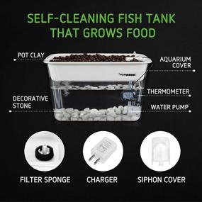 img 1 attached to 🐠 VIVOSUN 3-Gallon Aquaponic Fish Tank: Hydroponic Cleaning Tank with Bonus Thermostat, Flow Pump, and Ceramsite for Freshwater Fish and Plant Care