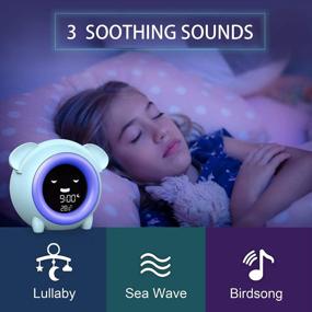img 2 attached to USAOSHOP Kids Alarm Clock, Digital Alarm Clock For Kids Bedroom, Cute Toddlers Alarm Clock Sleep Trainer With Sound Machine Night Light Indoor Temperature, Compact Clock For Boys Girls