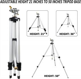 img 2 attached to 🌻 STYDDI Heavy-Duty Impact Sprinkler on Tripod Base | Metal Pulsating Tripod Sprinkler for Large Garden, Lawn, and Yard | Tower Sprinkler with Adjustable Coverage & Height | Extends Up to 50-Inch
